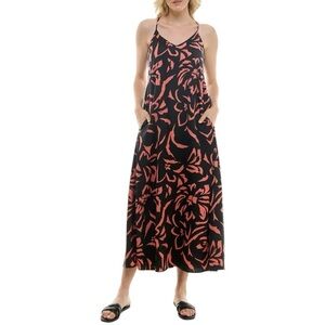 Nicole Miller Women's Maxi Slip Dress Black Pink  Sz Small with inner bra
